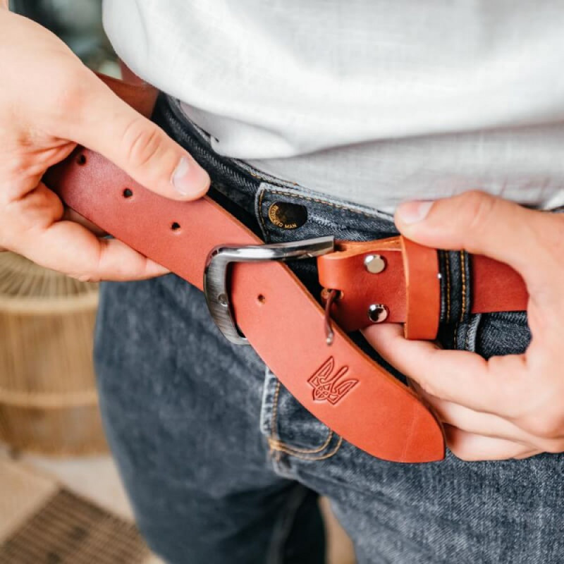 Чоловічий ремінь Florida коричневий тризуб