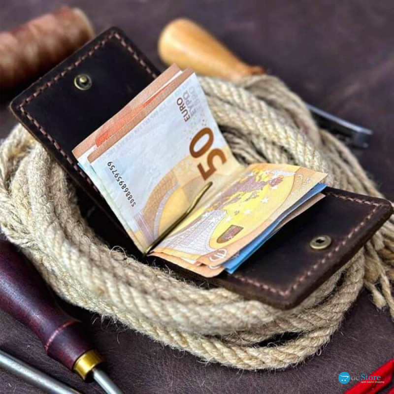 Затискач для грошей коричневий