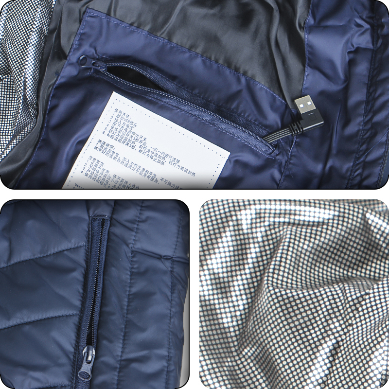 Жилетка с подогревом от повербанка USB M01-9S Blue 9 зон подогрева для туризма рыбалки активного отдыха 2XL