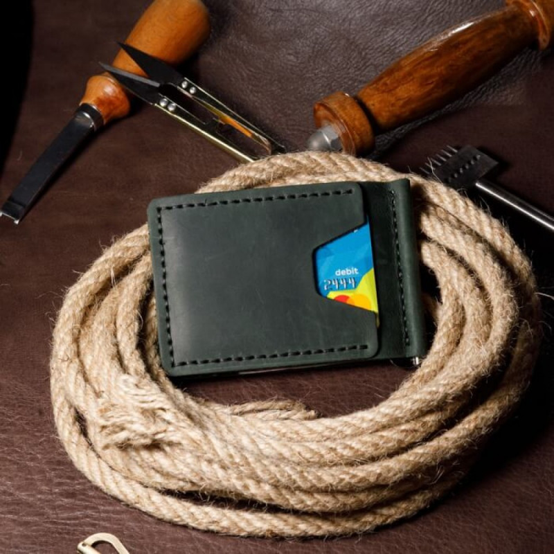 Затискач для грошей зелений Home