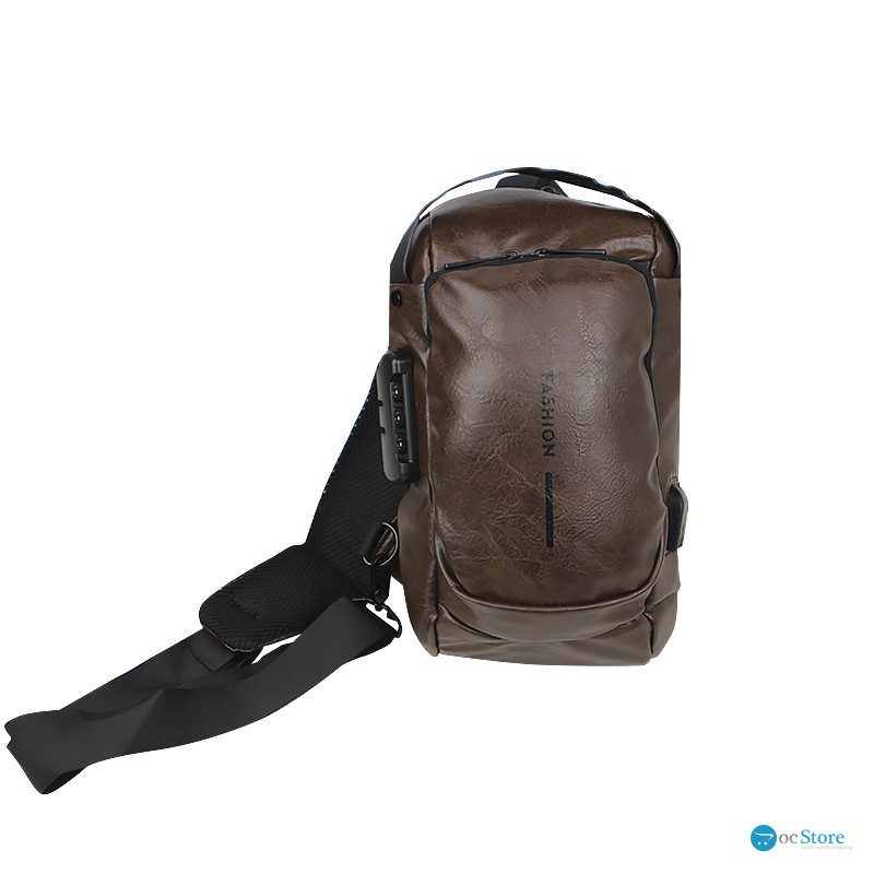Сумка 694 нагрудная через плечо с кодовым замком влагостойкая Dark Brown