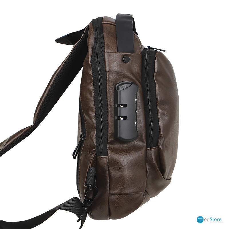 Сумка 694 нагрудная через плечо с кодовым замком влагостойкая Dark Brown