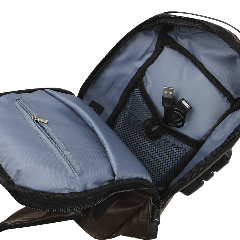 Сумка 694 нагрудная через плечо с кодовым замком влагостойкая Dark Brown