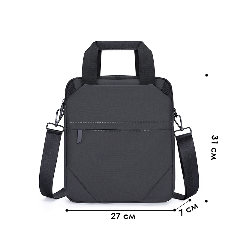 Сумка через плечо 809 вместительная на несколько отделений с ручками 31*27*7 см Gray