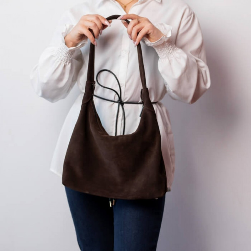 Жіноча сумка замшева Аляска коричнева