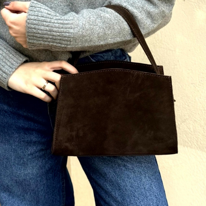 Жіноча сумка замшева Кароліна коричнева