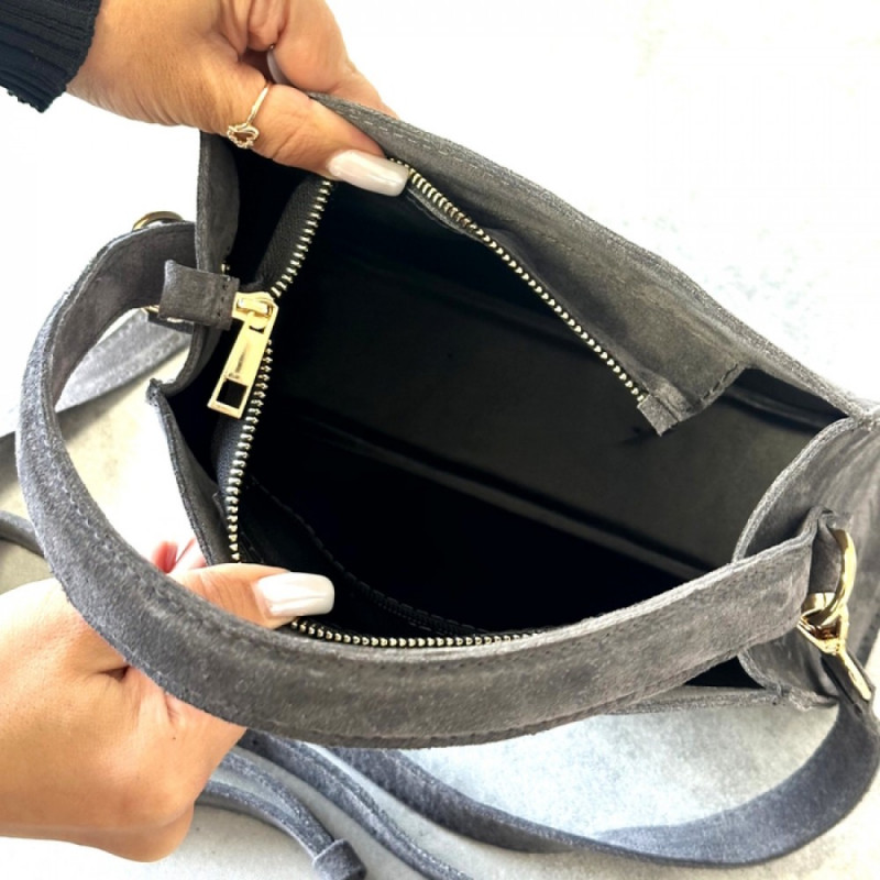 Жіноча сумка замшева Кароліна графіт