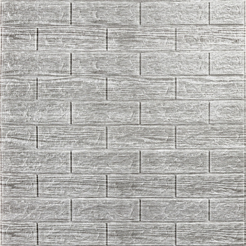 Самоклеюча декоративна 3D панель 700х770х5мм Сіра смужка цегла (183) SW-00000488