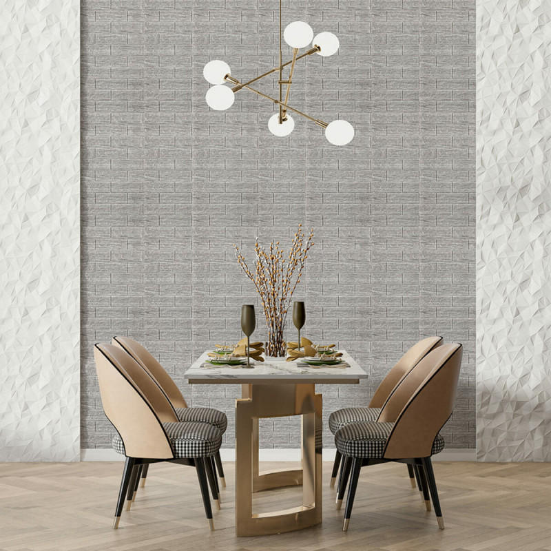 Самоклеюча декоративна 3D панель 700х770х5мм Сіра смужка цегла (183) SW-00000488