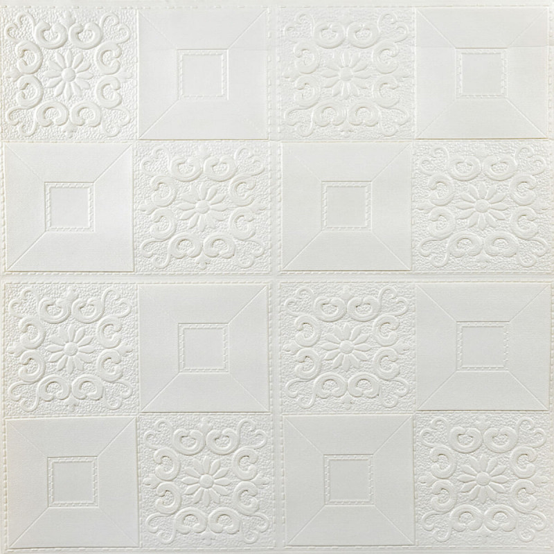 Самоклеюча декоративна настінно-стельова 3D панель 700х700х3мм Білий(114-3) SW-00000697