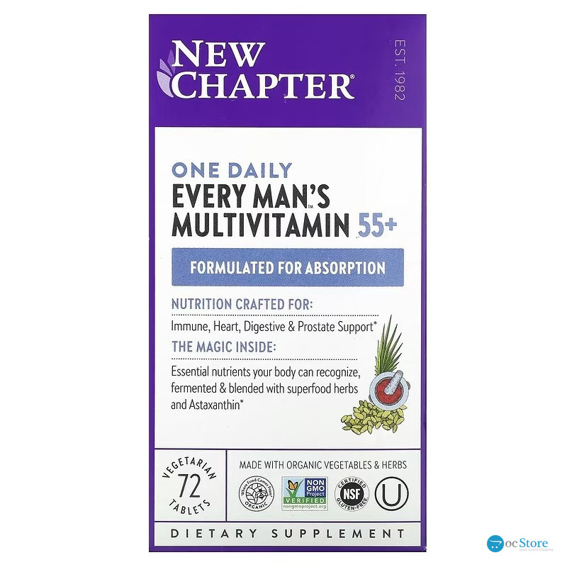 Мультивітамінний комплекс для чоловіків 55+, Every Man's One Daily 55+ Multivitamin, New Chapter, 1 на день, 72 вегетаріанські таблетки