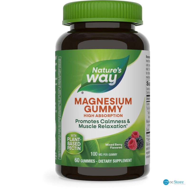 Магній цитрат, Magnesium Gummy, Nature's Way, зі смаком ягід, 100 мг, 60 жувальних цукерок