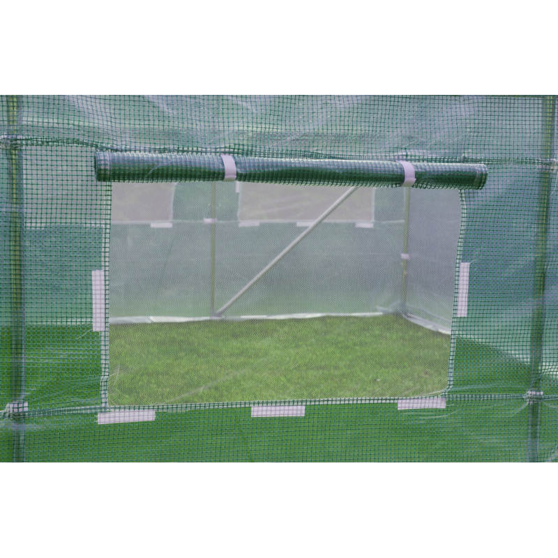 Садова теплиця 9 м² (4,5 × 2 × 2 м) з вікнами, армована плівка UV-4, Зелена (Польща)