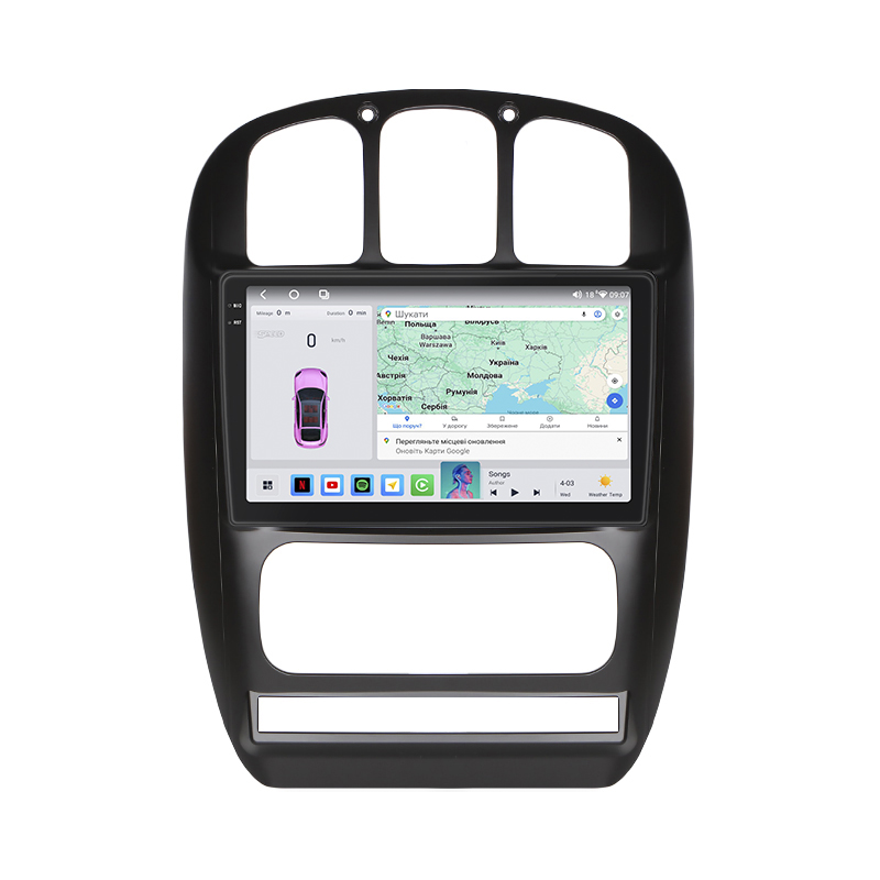 Штатная магнитола Lesko для Chrysler Voyager IV 2000-2004 экран 10" 4/64 QLED CarPlay 4G Wi-Fi GPS 360 Prime