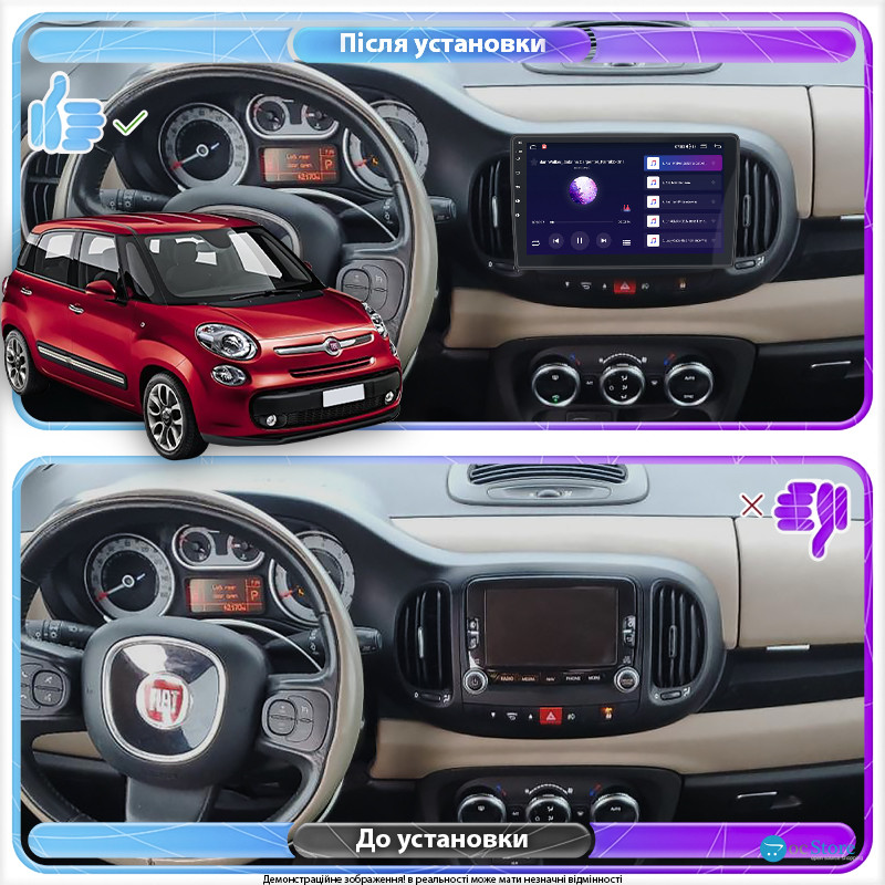 Штатная магнитола Lesko для Fiat 500L I 2012-2017 экран 10" 2/32Gb CarPlay 4G Wi-Fi GPS Prime