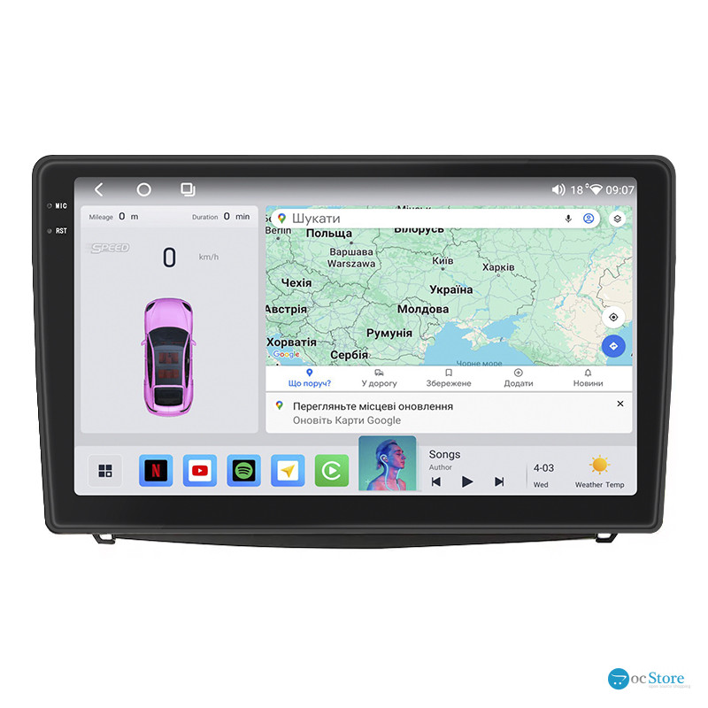 Штатная магнитола Lesko для Fiat 500L I 2012-2017 экран 10" 4/64 QLED CarPlay 4G Wi-Fi GPS 360 Prime
