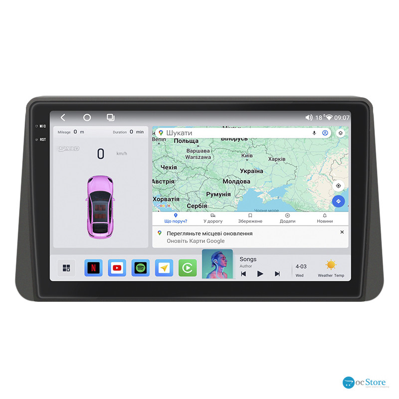 Штатная магнитола Lesko для Fiat Tipo 356 2015-2020 экран 9" 4/64 QLED CarPlay 4G Wi-Fi GPS 360 Prime