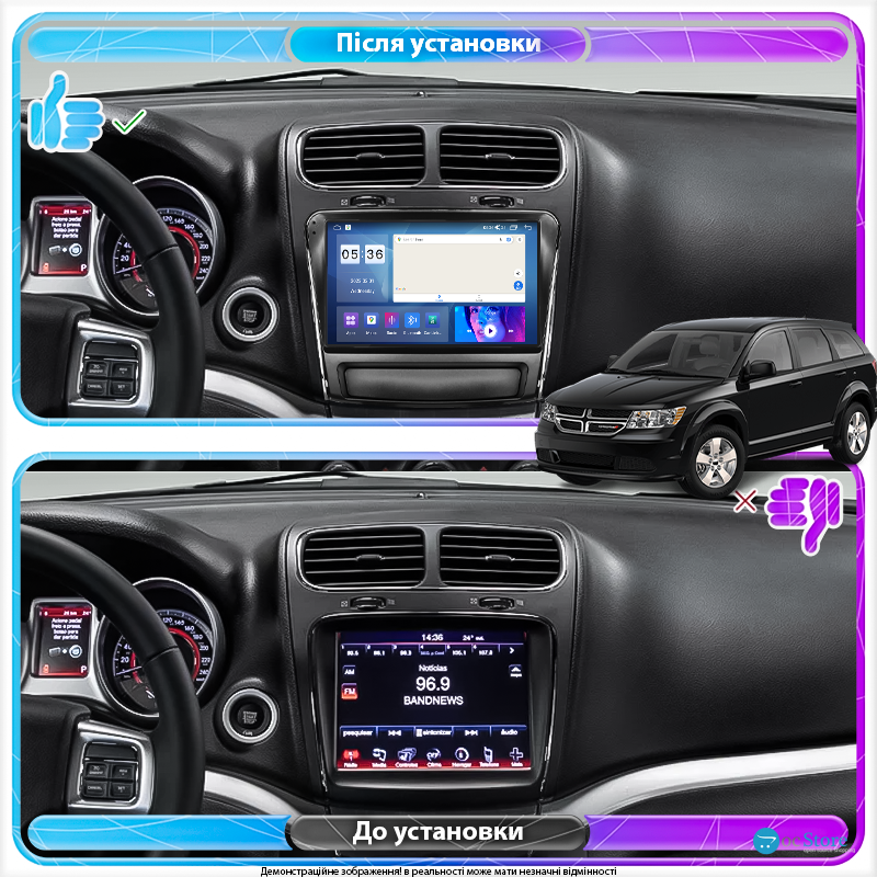 Штатная магнитола Lesko для Dodge Journey I Рестайлинг 2011-2020 экран 9" 2/32Gb CarPlay 4G Wi-Fi GPS Prime