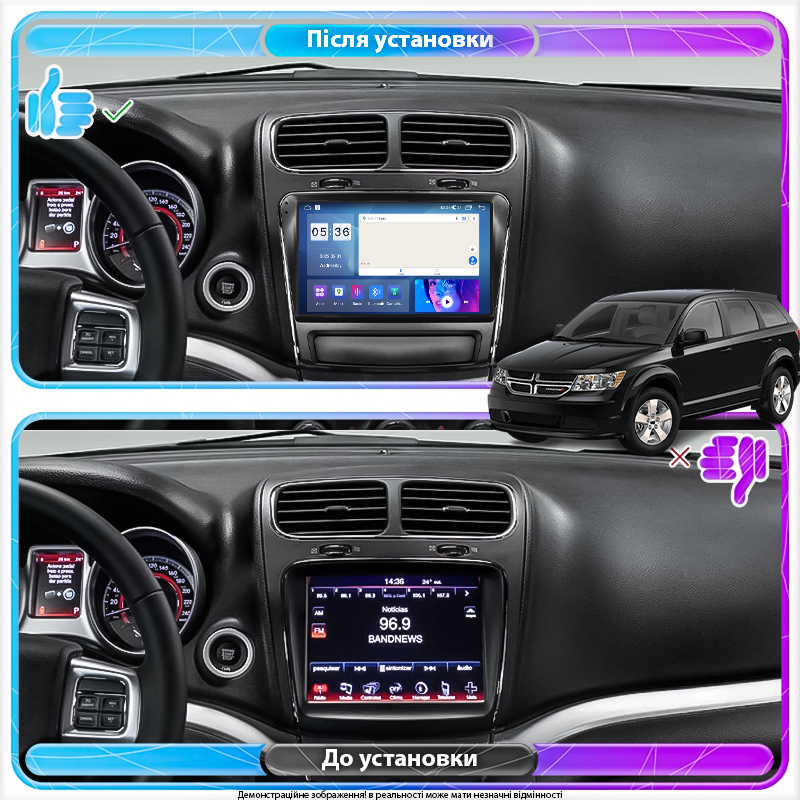 Штатная магнитола Lesko для Dodge Journey I Рестайлинг 2011-2020 экран 9" 4/64Gb CarPlay 4G Wi-Fi GPS Prime