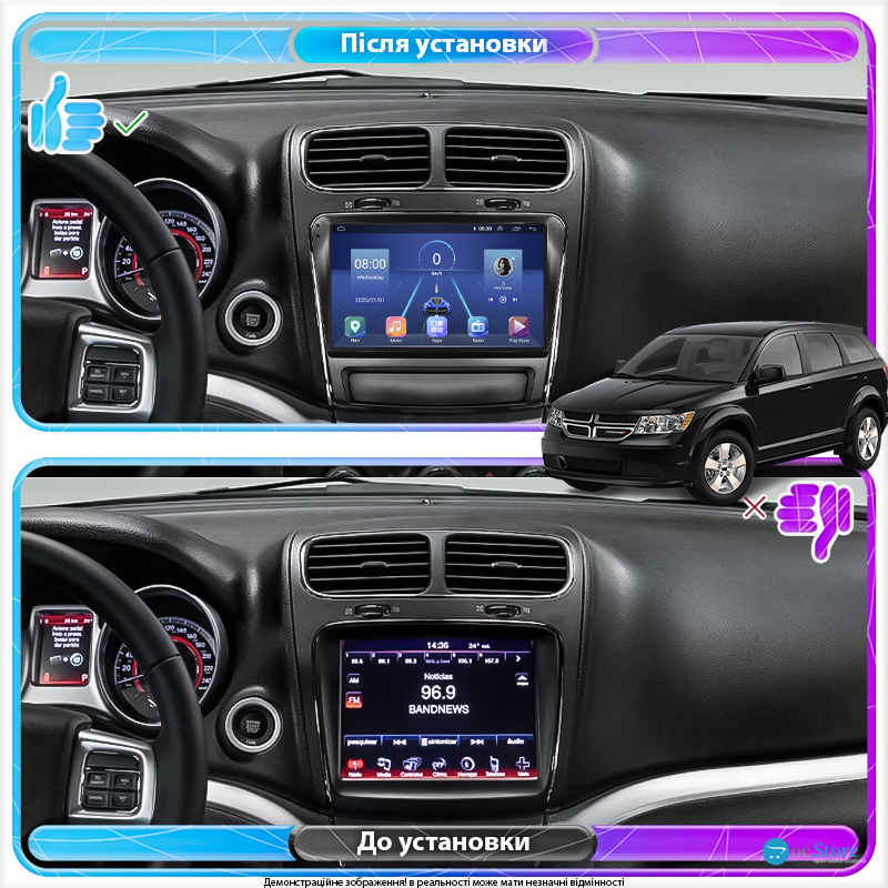 Штатная магнитола Lesko для Dodge Journey I Рестайлинг 2011-2020 экран 9" 2/32Gb 4G Wi-Fi GPS Top