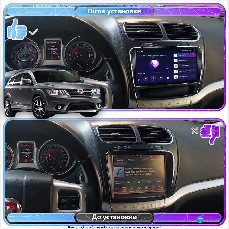 Штатная магнитола Lesko для Fiat Freemont  2011-2016 экран 9" 2/32Gb CarPlay 4G Wi-Fi GPS Prime