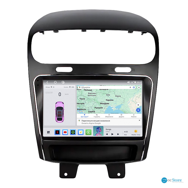 Штатная магнитола Lesko для Fiat Freemont  2011-2016 экран 9" 4/64 QLED CarPlay 4G Wi-Fi GPS 360 Prime