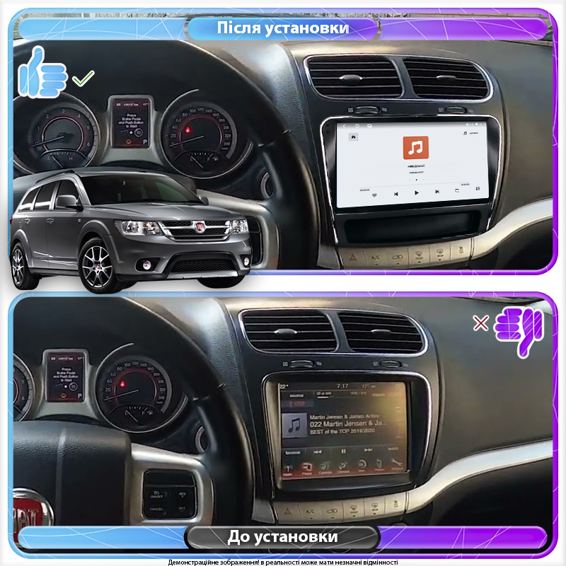 Штатная магнитола Lesko для Fiat Freemont  2011-2016 экран 9" 4/64 QLED CarPlay 4G Wi-Fi GPS 360 Prime