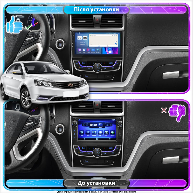 Штатная магнитола Lesko для Geely Emgrand 7 I 2016-2018 экран 9" 4/64Gb CarPlay 4G Wi-Fi GPS Prime