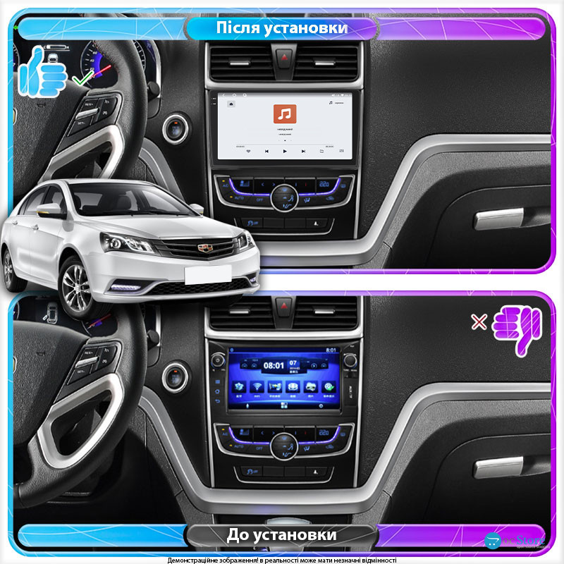Штатная магнитола Lesko для Geely Emgrand 7 I 2016-2018 экран 9" 4/64 QLED CarPlay 4G Wi-Fi GPS 360 Prime