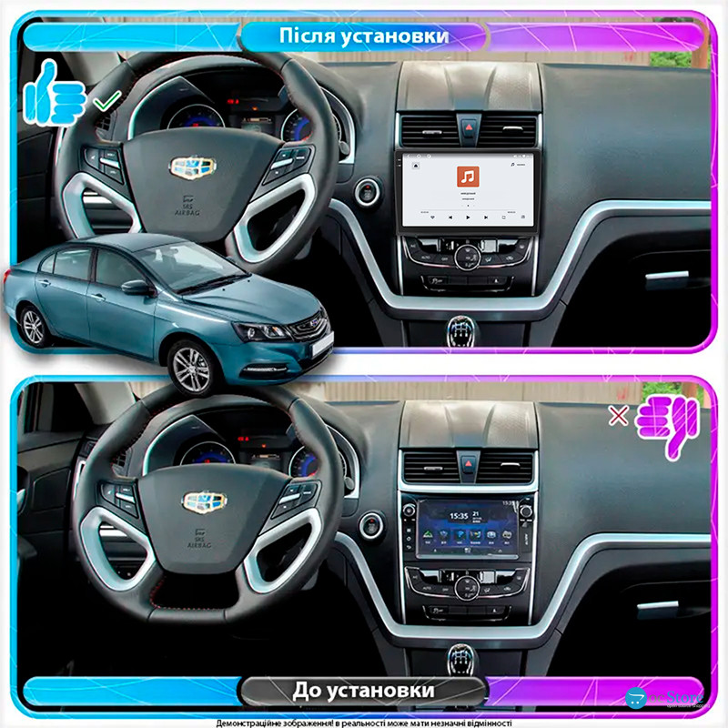 Штатная магнитола Lesko для Geely Emgrand 7 I Рестайлинг 2018-2020 экран 9" 4/64 QLED CarPlay 4G Wi-Fi GPS 360 Prime