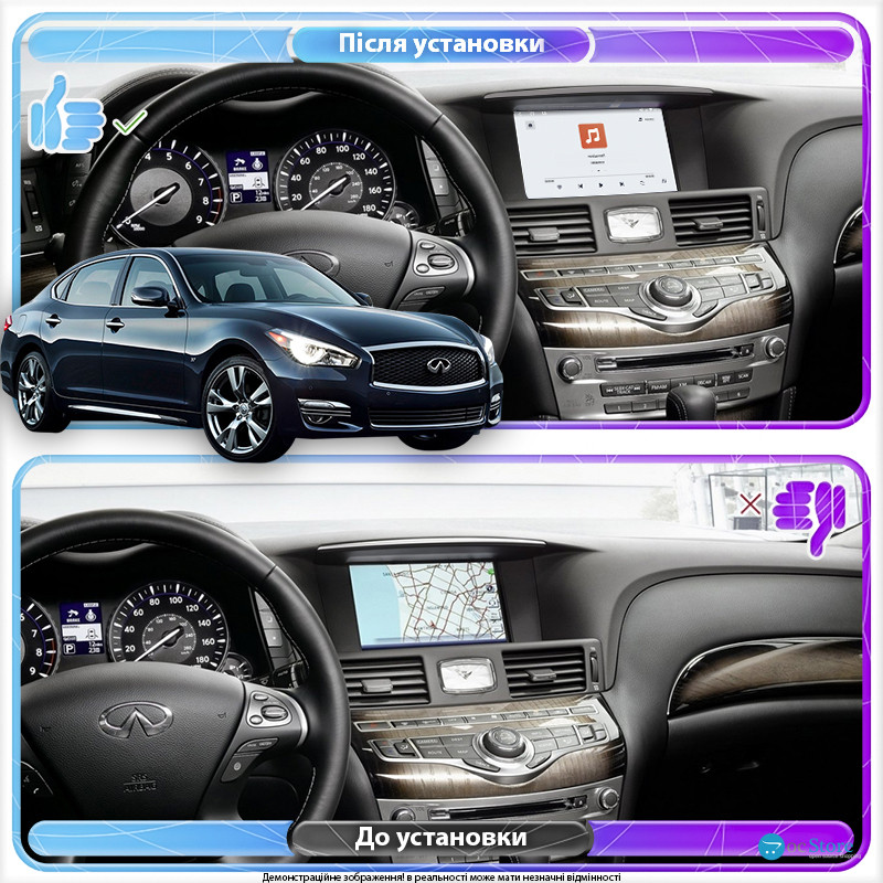 Штатная магнитола Lesko для Infiniti Q70 I Рестайлинг 2014-2019 экран 9" 4/64 QLED CarPlay 4G Wi-Fi GPS 360 Prime