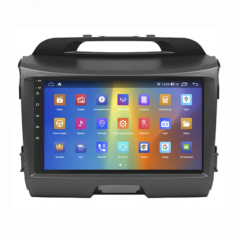 Штатная магнитола Lesko для Kia Sportage III Рестайлинг 2014-2016 экран 9" 4/64Gb CarPlay 4G Wi-Fi GPS Prime