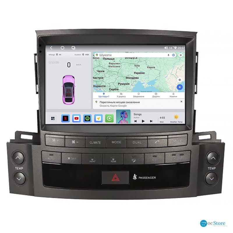 Штатная магнитола Lesko для Lexus LX III Рестайлинг 2012-2015 экран 9" 4/64 QLED CarPlay 4G Wi-Fi GPS 360 Prime