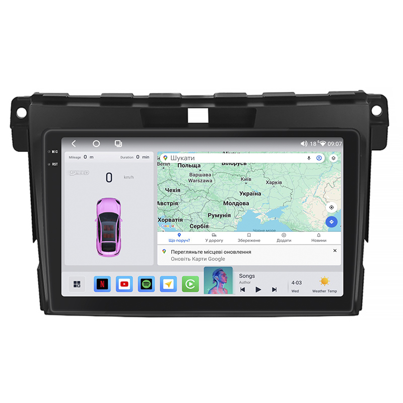 Штатная магнитола Lesko для Mazda CX-7 I 2006-2009 экран 9" 4/64 QLED CarPlay 4G Wi-Fi GPS 360 Prime