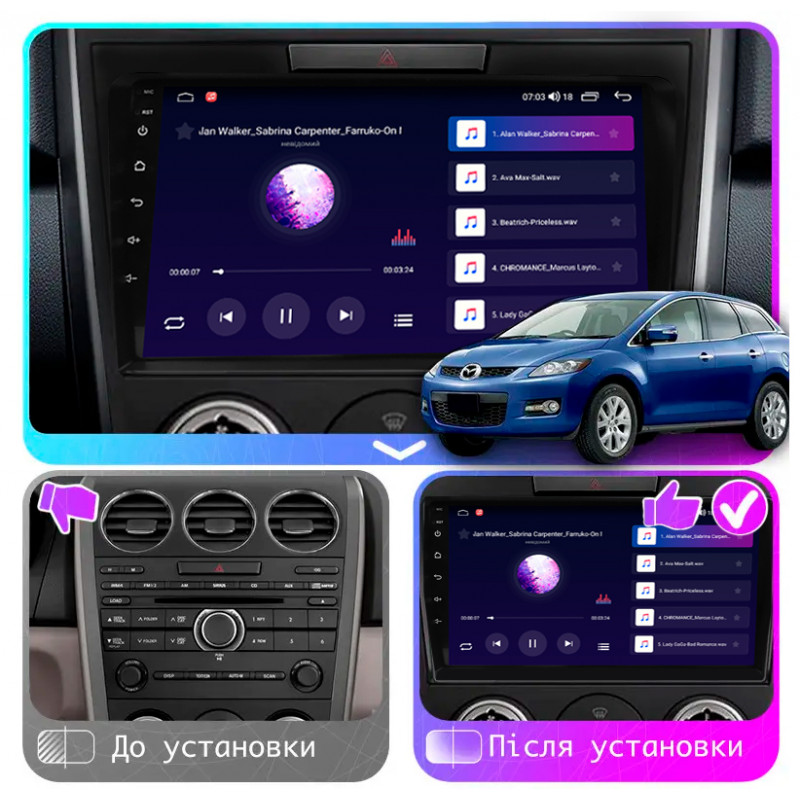 Штатная магнитола Lesko для Mazda CX-7 I 2006-2009 экран 9" 4/64Gb 4G Wi-Fi GPS Top