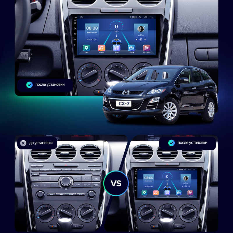 Штатная магнитола Lesko для Mazda CX-7 I 2006-2009 экран 9" 6/128Gb 4G Wi-Fi GPS Top