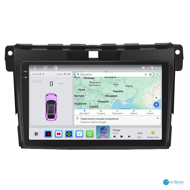 Штатная магнитола Lesko для Mazda CX-7 I Рестайлинг 2009-2012 экран 9" 4/64 QLED CarPlay 4G Wi-Fi GPS 360 Prime
