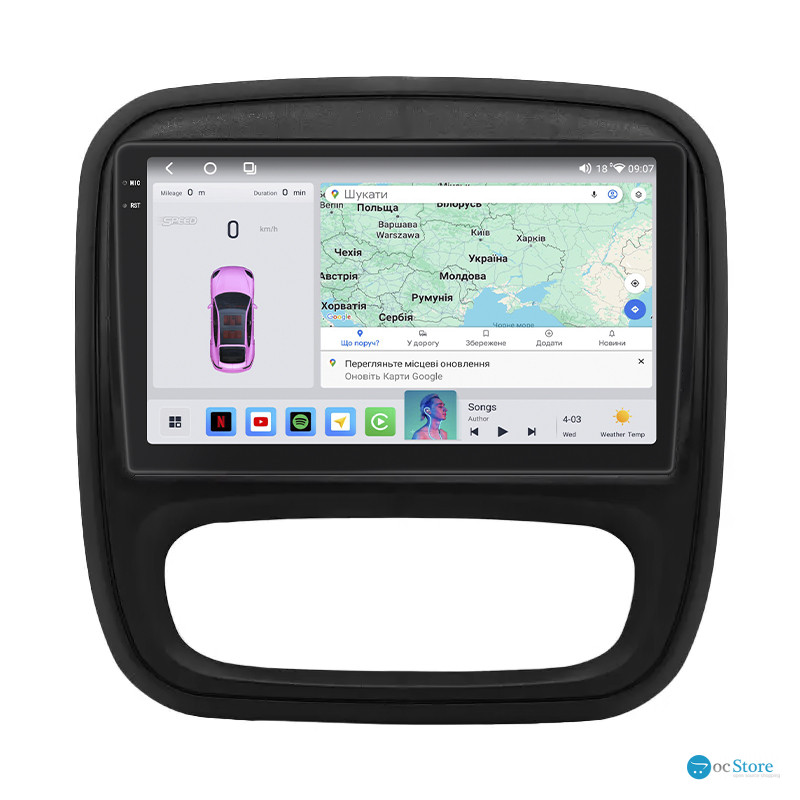 Штатная магнитола Lesko для Opel Vivaro B 2014-2018 экран 9" 4/64 QLED CarPlay 4G Wi-Fi GPS 360 Prime