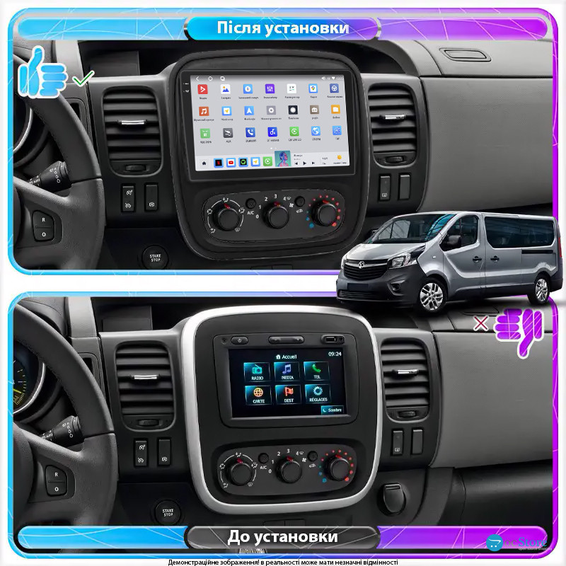 Штатная магнитола Lesko для Opel Vivaro B 2014-2018 экран 9" 4/64 QLED CarPlay 4G Wi-Fi GPS 360 Prime