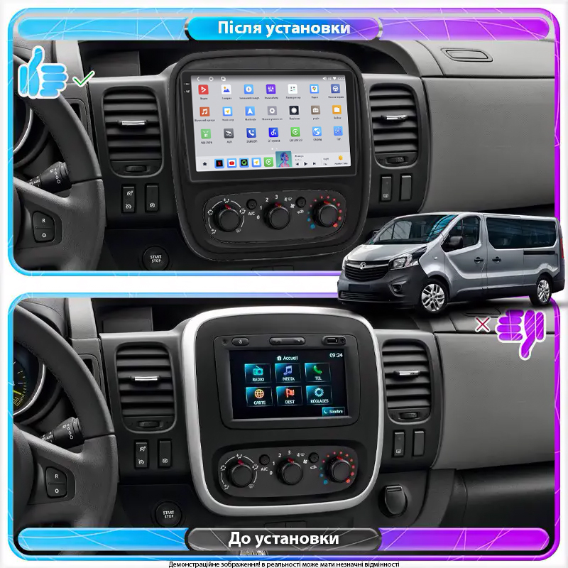 Штатная магнитола Lesko для Opel Vivaro B 2014-2018 экран 9" 4/64 QLED CarPlay 4G Wi-Fi GPS 360 Prime