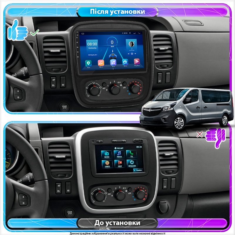 Штатная магнитола Lesko для Opel Vivaro B 2014-2018 экран 9" 6/128Gb 4G Wi-Fi GPS Top