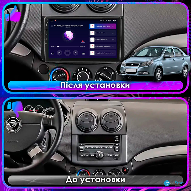 Штатная магнитола Lesko для Ravon Nexia R3  2015-2020 экран 9" 2/32Gb Wi-Fi GPS Base