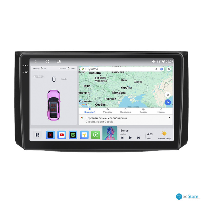 Штатная магнитола Lesko для Ravon Nexia R3  2015-2020 экран 9" 4/64 QLED CarPlay 4G Wi-Fi GPS 360 Prime