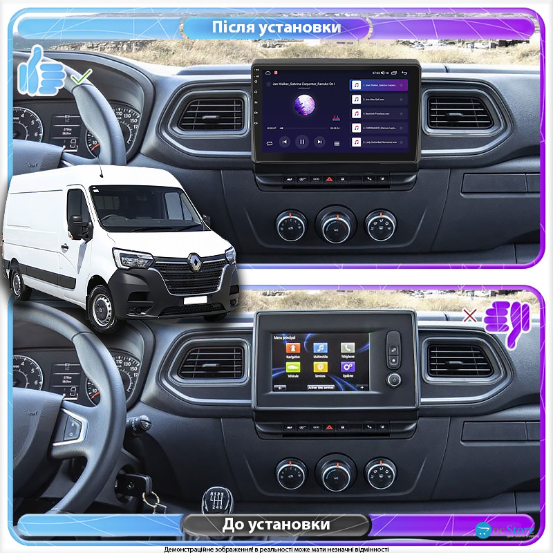 Штатная магнитола Lesko для Renault Master  2019-н.в. экран 10" 1/16Gb Wi-Fi GPS Base