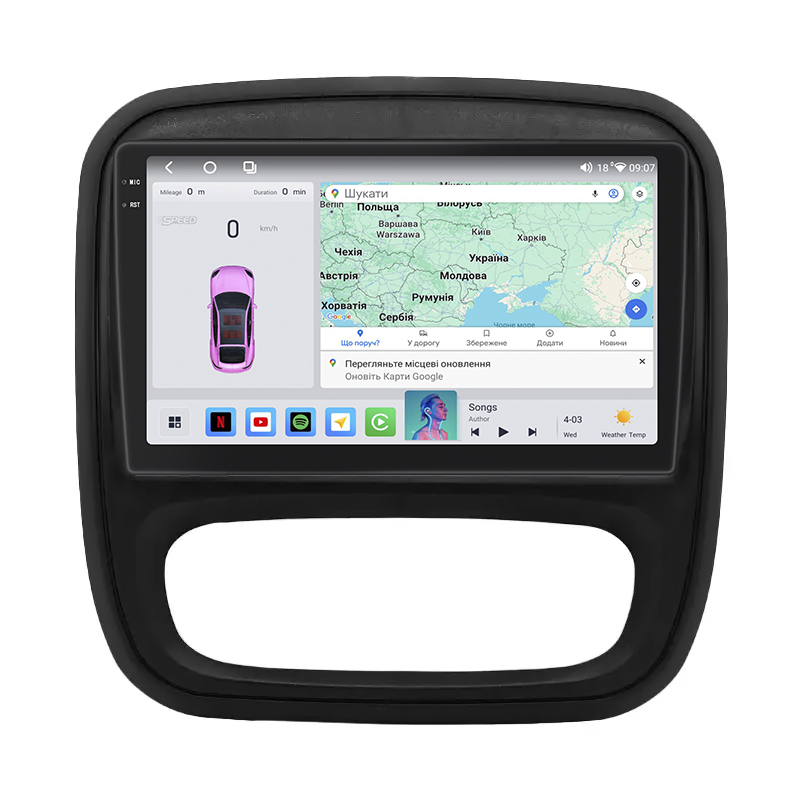 Штатная магнитола Lesko для Renault Trafic III 2014-2021 экран 9" 4/64 QLED CarPlay 4G Wi-Fi GPS 360 Prime