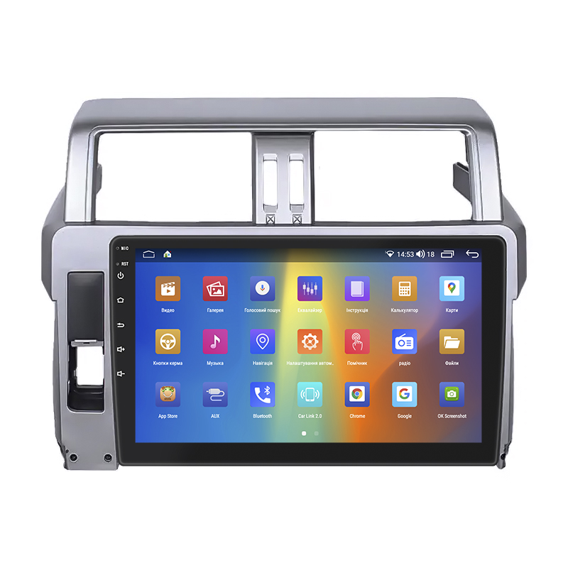 Штатная магнитола Lesko для Toyota Land Cruiser Prado 150 Series Рестайлинг 1 2013-2017 экран 10" 4/64Gb CarPlay 4G Wi-Fi GPS Prime