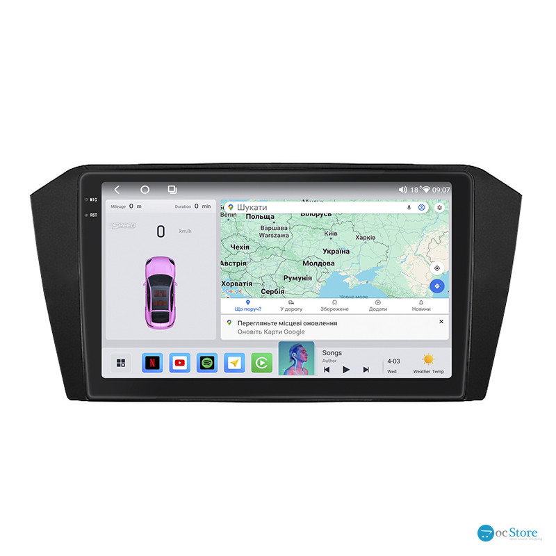 Штатная магнитола Lesko для Volkswagen Passat B8 Рестайлинг 2019-н.в. экран 10" 4/64 QLED CarPlay 4G Wi-Fi GPS 360 Prime