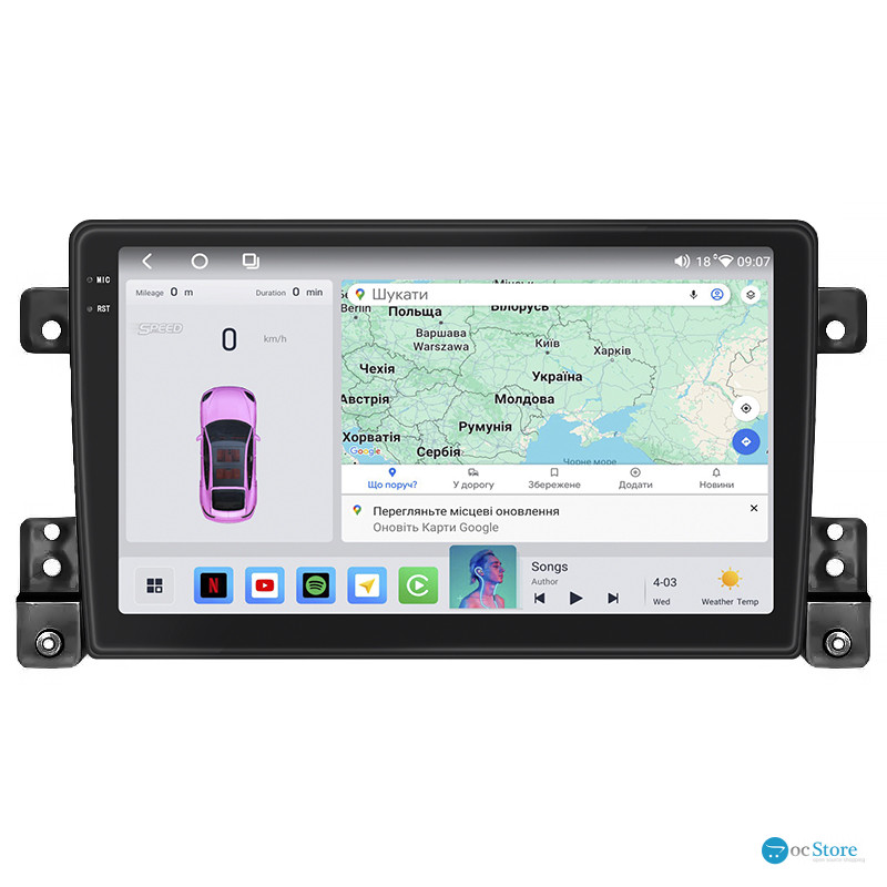 Штатная магнитола Lesko для Suzuki Grand Vitara III 2005-2008 экран 9" 4/64 QLED CarPlay 4G Wi-Fi GPS 360 Prime