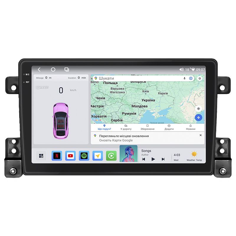 Штатная магнитола Lesko для Suzuki Grand Vitara III 2005-2008 экран 9" 4/64 QLED CarPlay 4G Wi-Fi GPS 360 Prime