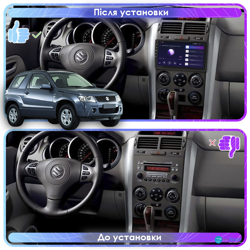 Штатная магнитола Lesko для Suzuki Grand Vitara III 2005-2008 экран 9" 2/32Gb 4G Wi-Fi GPS Top